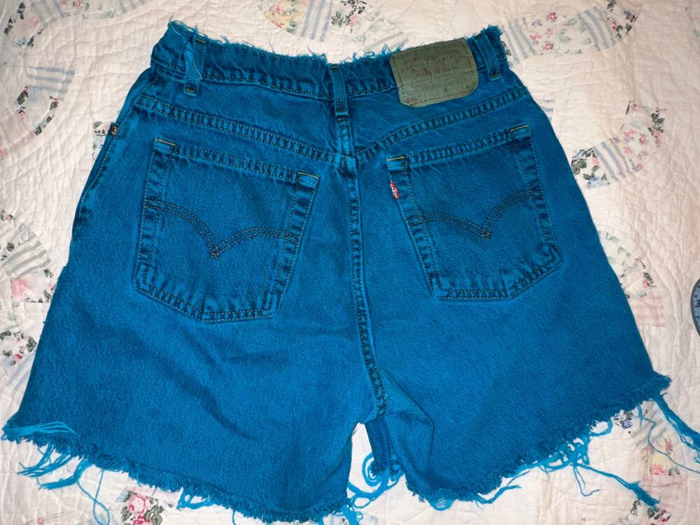 RARE VINTAGE TURQUOISE OVERDYED LEVI'S CUTOFFS JEAN SHORTS